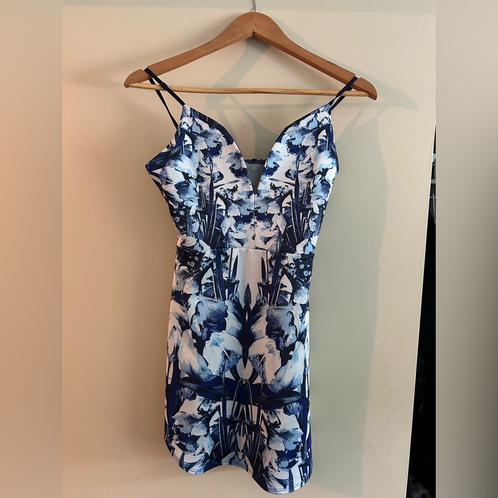 Floral Blue and White Dress